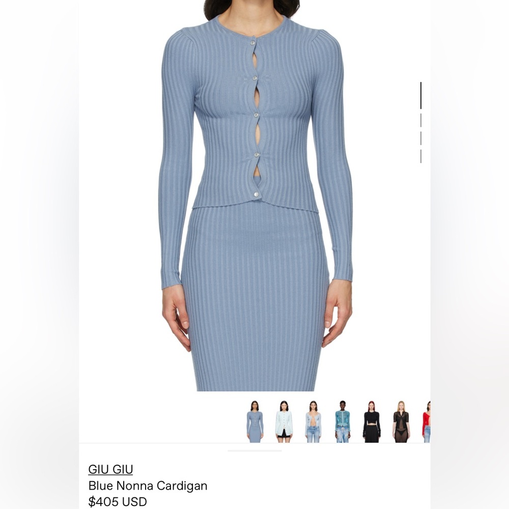 GIU GIU Blue Nonna cardigan pencil skirt set